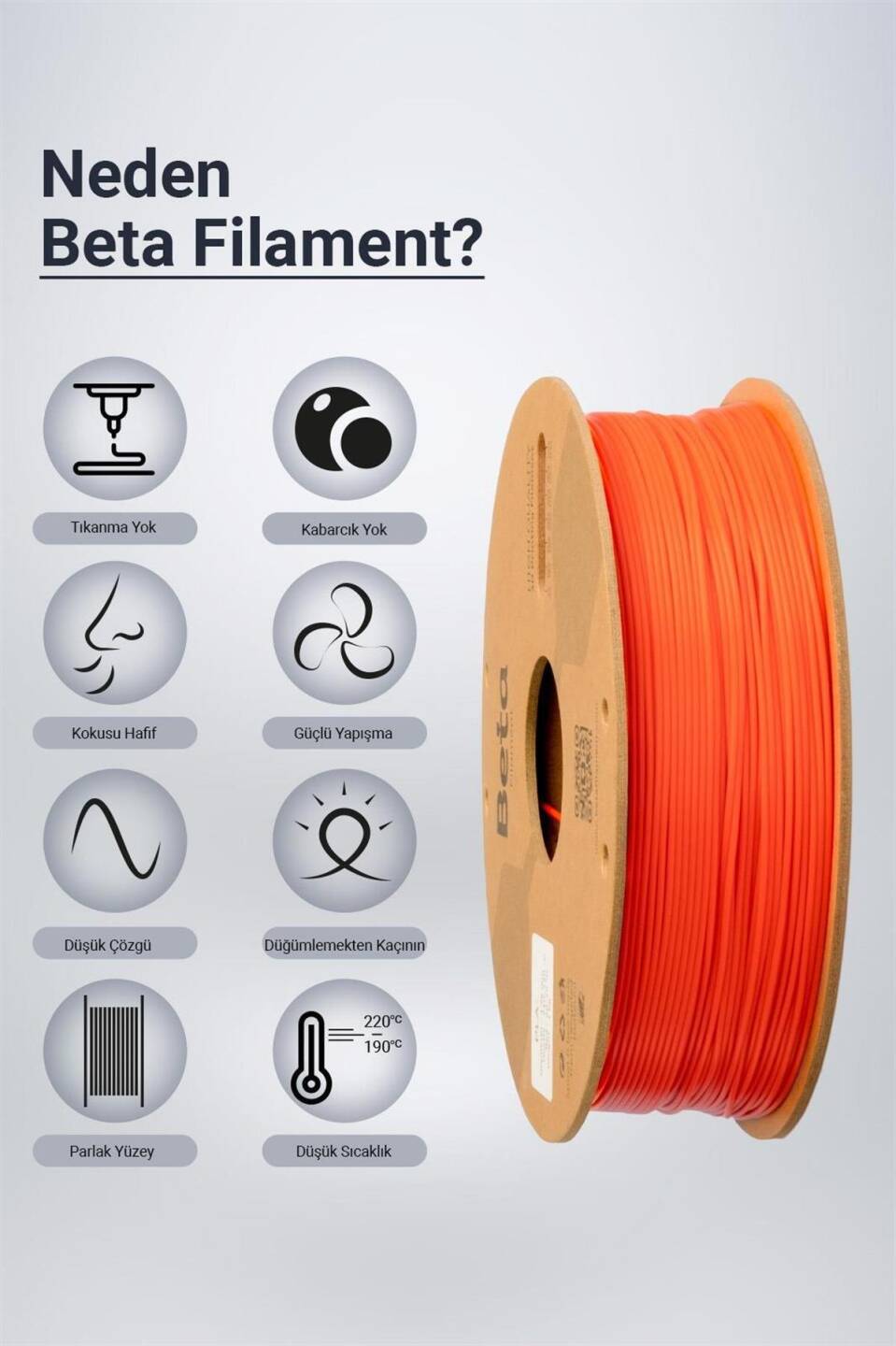 Beta PLA+ Filament Coral Orange - 3