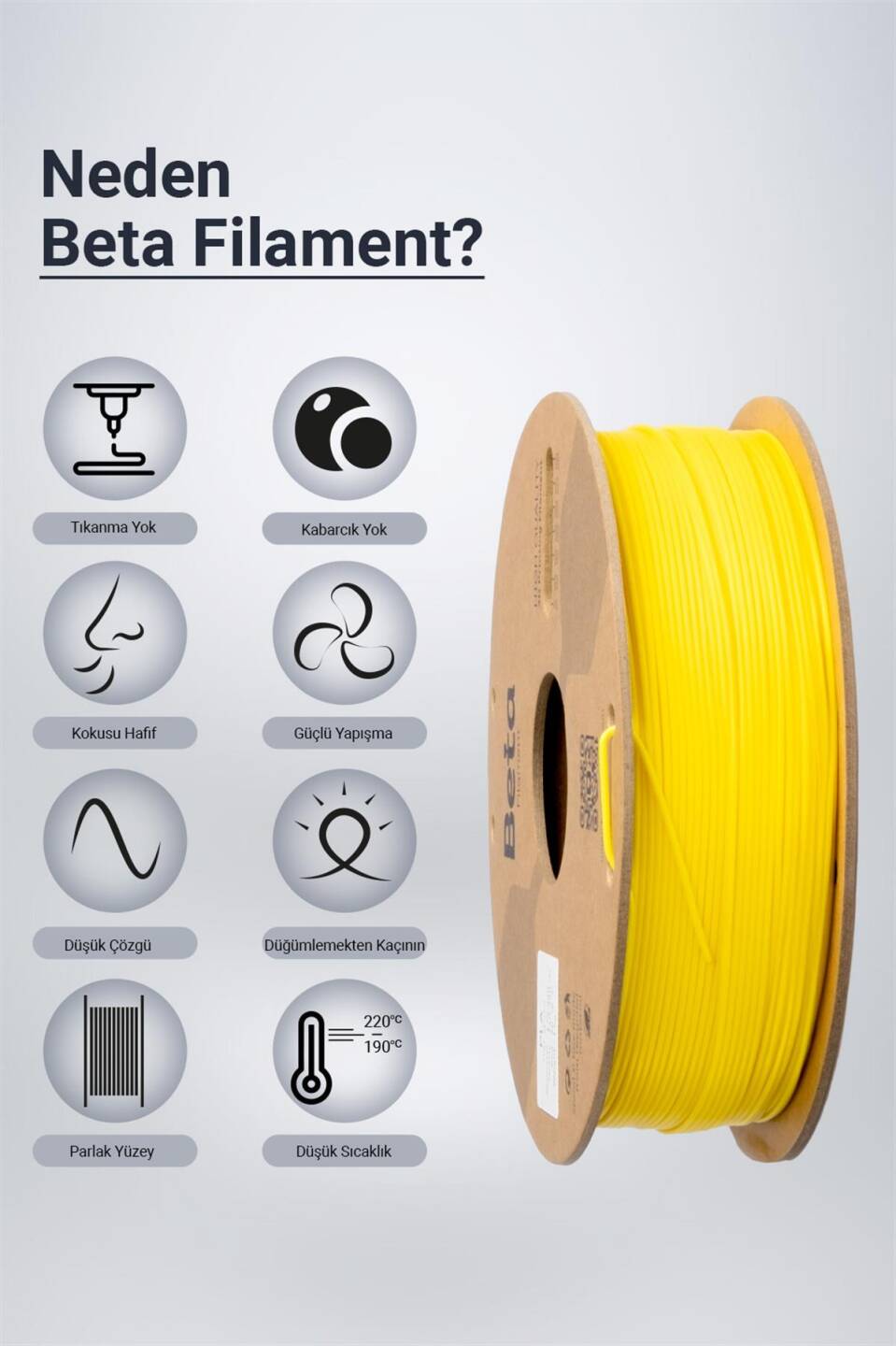 Beta PLA+ Filament Cyber Yellow - 3