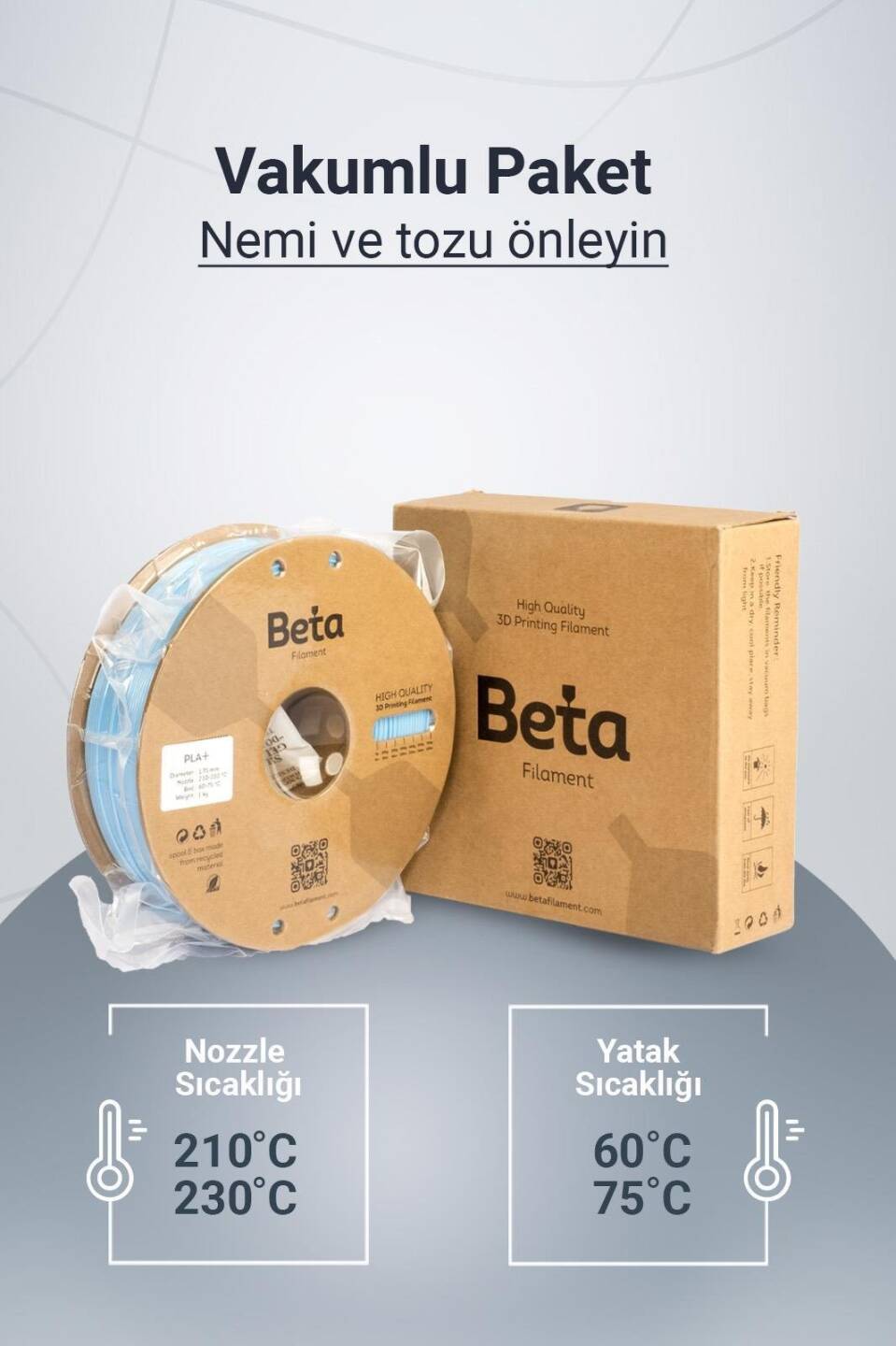 Beta PLA+ Filament Gök Mavi 1 KG - 6