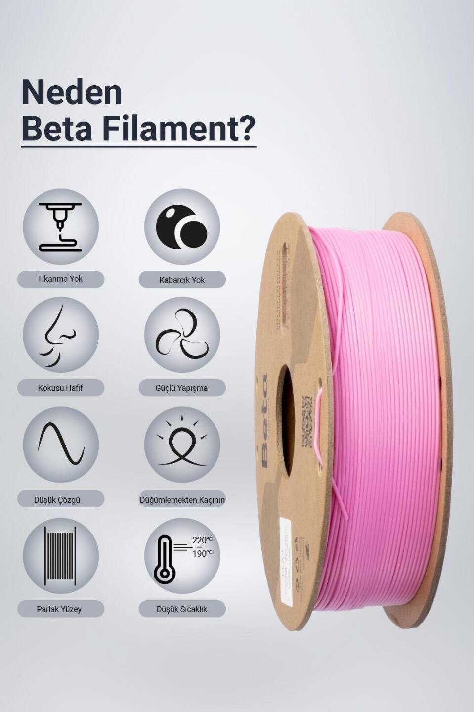 Beta PLA+ Filament Rose Pembe - 3