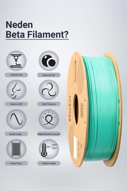 Beta PLA+ Filament Su Yeşili 1 KG - 3