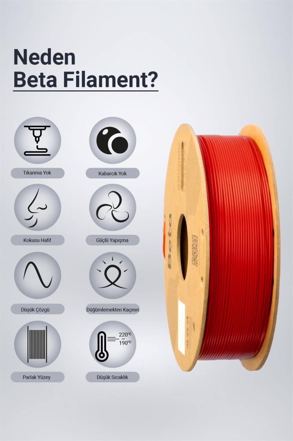 Beta PLA High-Speed Filament Kiss Red - 3