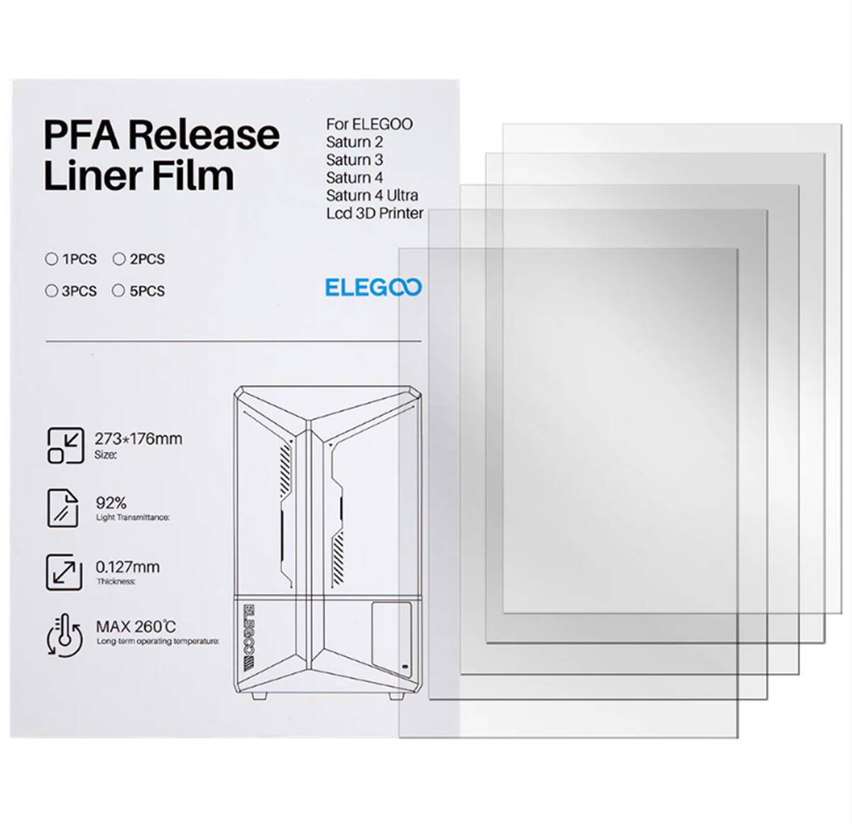 ELEGOO PFA Film 5 Adet- Saturn 4/4 Ultra - 2