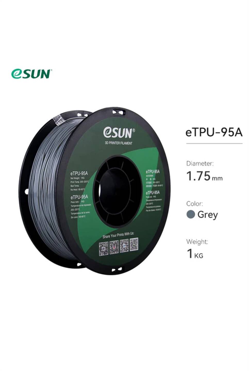 Esun Etpu-95A Filament Gri - 2