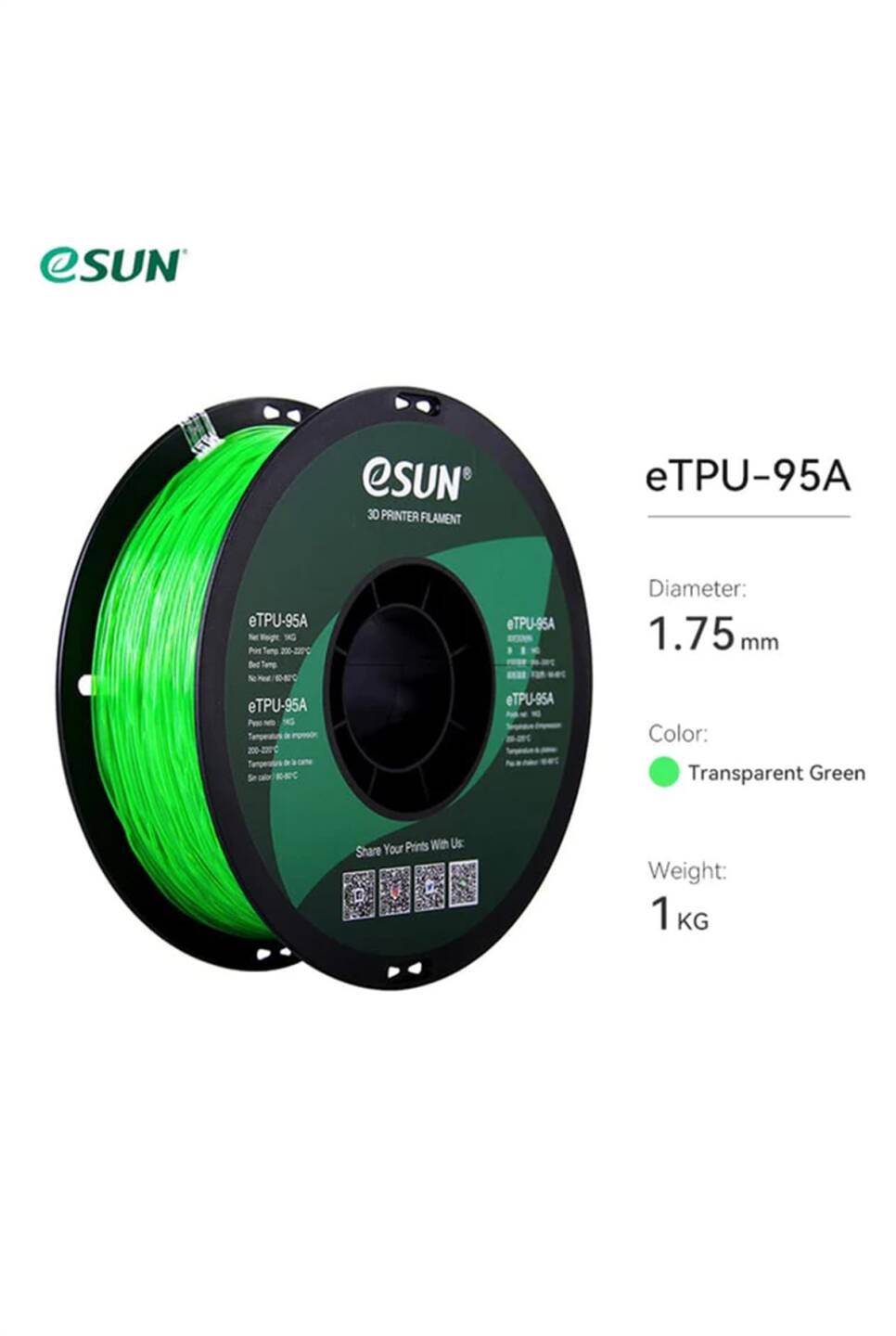 Esun Etpu-95A Filament Transparan Yeşil - 2